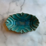 ハート鉢長方 L 青|藤原純(信楽焼 陶器)