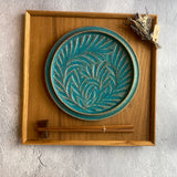 フラット丸プレート7寸 青|藤原純(信楽焼 陶器)