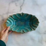 ハート鉢長方 L 青|藤原純(信楽焼 陶器)