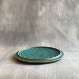 フラット丸プレート7寸 青|藤原純(信楽焼 陶器)