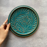 フラット丸プレート7寸 青|藤原純(信楽焼 陶器)