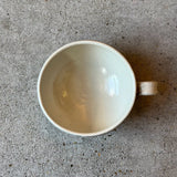 Round soup cup with handle, vertical iron wire | Furuya Seitosho (Shigaraki ware, pottery)