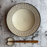 縄目 リム皿 大 白|作家 山本雅則(信楽焼)