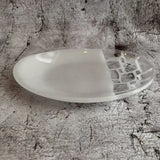 楕円皿 中b 白(ガラス器)|作家 サブロウ(滋賀)