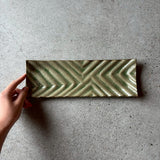 波紋長皿 樫灰釉【MD11】