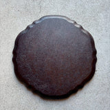 輪花トレー 縁 茶 L 和紙貼【10】