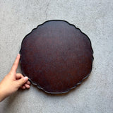 輪花トレー 縁 茶 L 和紙貼【10】