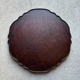 輪花トレー 縁 茶 L 和紙貼【10】