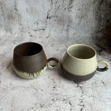 スープカップ 白黒B|作家 藤原志鈴香(信楽焼)