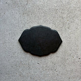 輪花皿 葉 上絵(カリフラワー)黒 中 和紙貼【5】