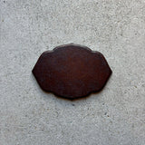 輪花皿 葉 上絵(カリフラワー)茶 中 和紙貼【6】