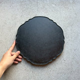 輪花トレー 縁 黒 L 和紙貼【9】