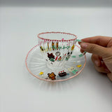 ガラスティーカップ & ソーサー(花柄チロリアン)【MN3-2】