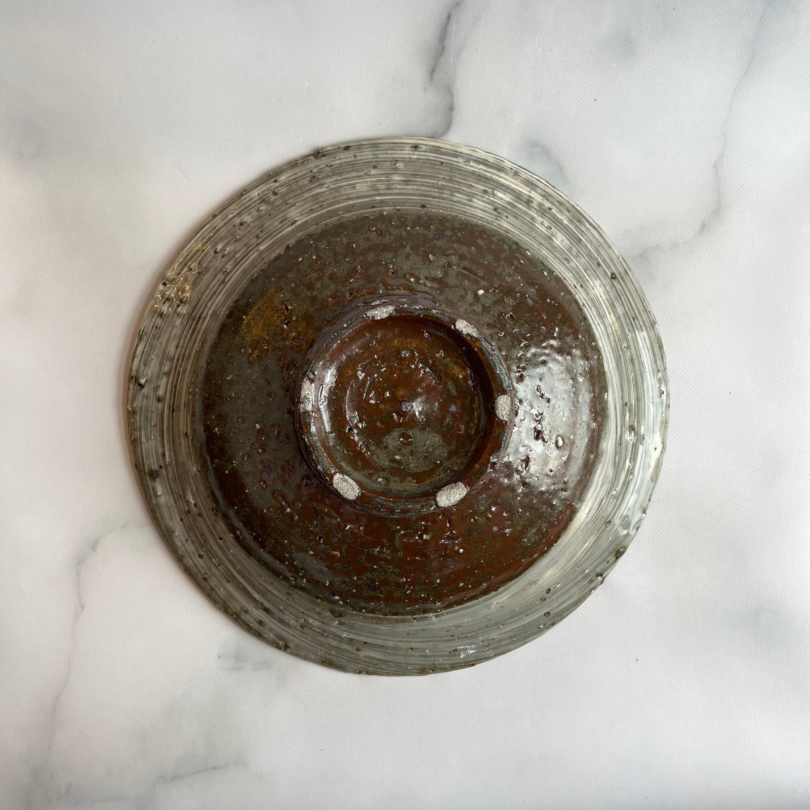 京焼 浅見与し三 作 竹彫紋刷毛目 手炙り 高20.2