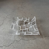 Artist Saburo Glass Square Plate White (Kiriko) 