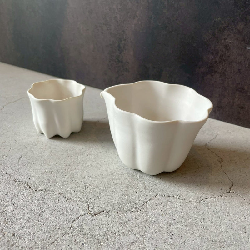 カヌレ茶器 茶海(片口)　白｜作家　藤村佳澄【FK39】