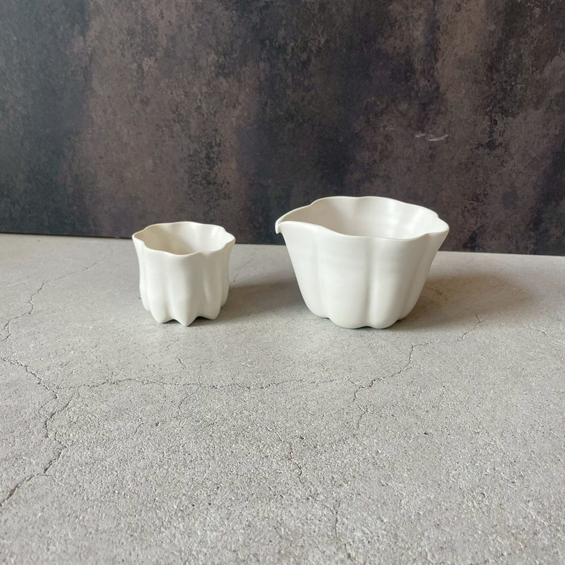 カヌレ茶器 茶海(片口)　白｜作家　藤村佳澄【FK39】