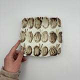 Butterfly Fluttering Square Plate, Ocher [M5b]