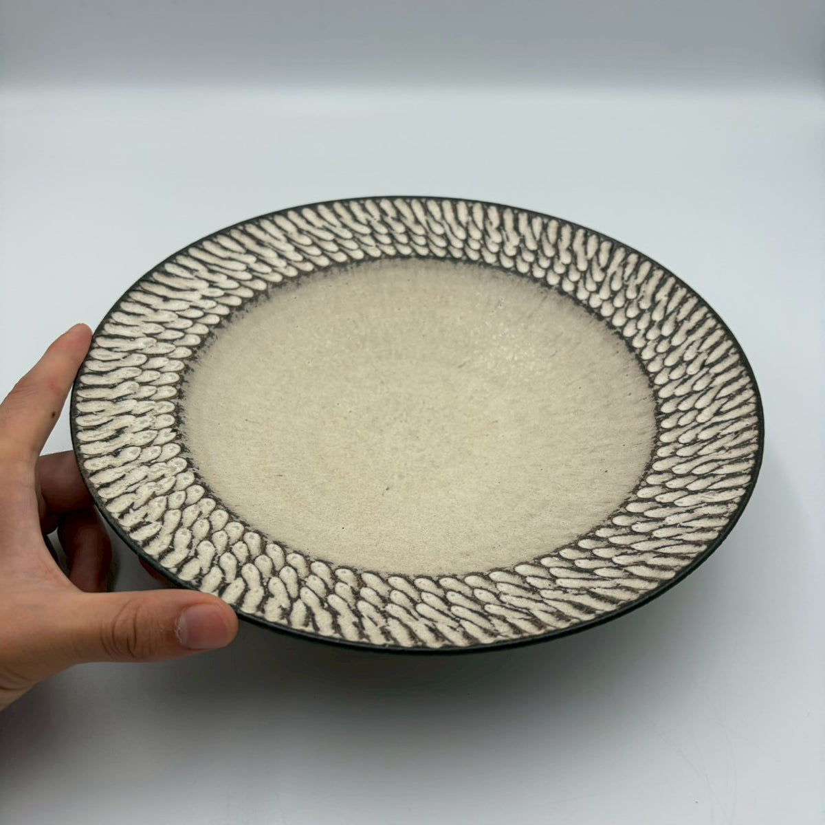 しのぎ リム皿 大 白｜作家 山本雅則（信楽焼） – nokaze｜陶器、和