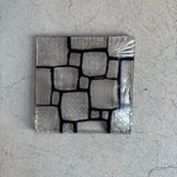 Artist Saburo Glass Square Plate Black (Kiriko) 