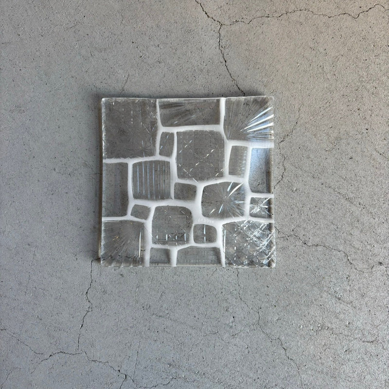 Artist Saburo Glass Square Plate White (Kiriko) 