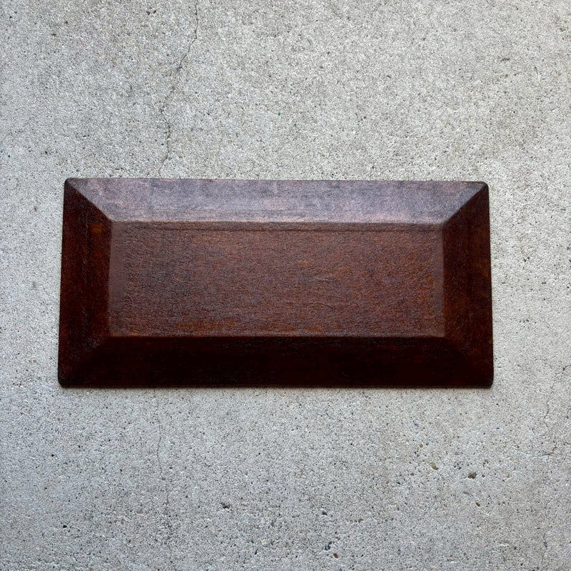 トレー　上絵（千鳥）茶　長皿　和紙貼【2】