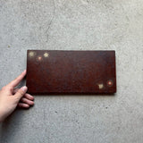 トレー　上絵（千鳥）茶　長皿　和紙貼【2】