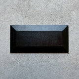 トレー　上絵（カリフラワー）黒　長皿　和紙貼【3】