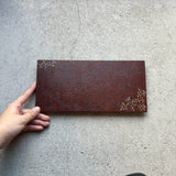 トレー　上絵（カリフラワー）茶　長皿　和紙貼【4】