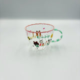 Glass Teacup &amp; Saucer (Floral Tyrolean) [MN3-2]