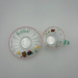 Glass Teacup &amp; Saucer (Floral Tyrolean) [MN3-2]