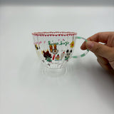 Glass Teacup &amp; Saucer (Floral Tyrolean) [MN3-2]