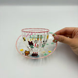 Glass Teacup &amp; Saucer (Kumatrio Sweets) [MN4-2]