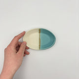 豆オーバル皿white x blue【kaji22-2】