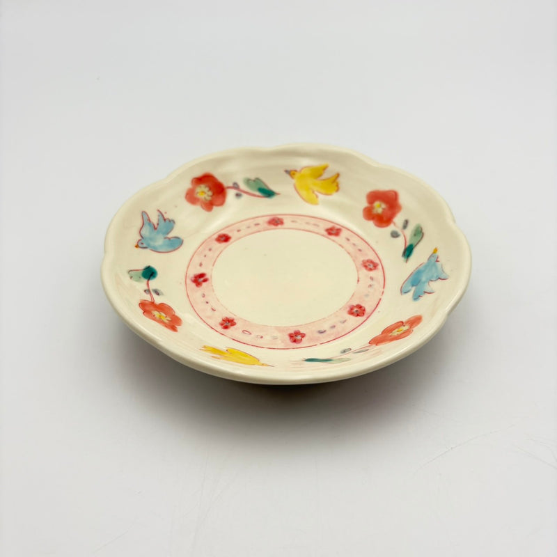 輪花絵皿 4.5寸 鳥更砂｜作家 増山 文 – nokaze｜陶器、和食器、うつわ