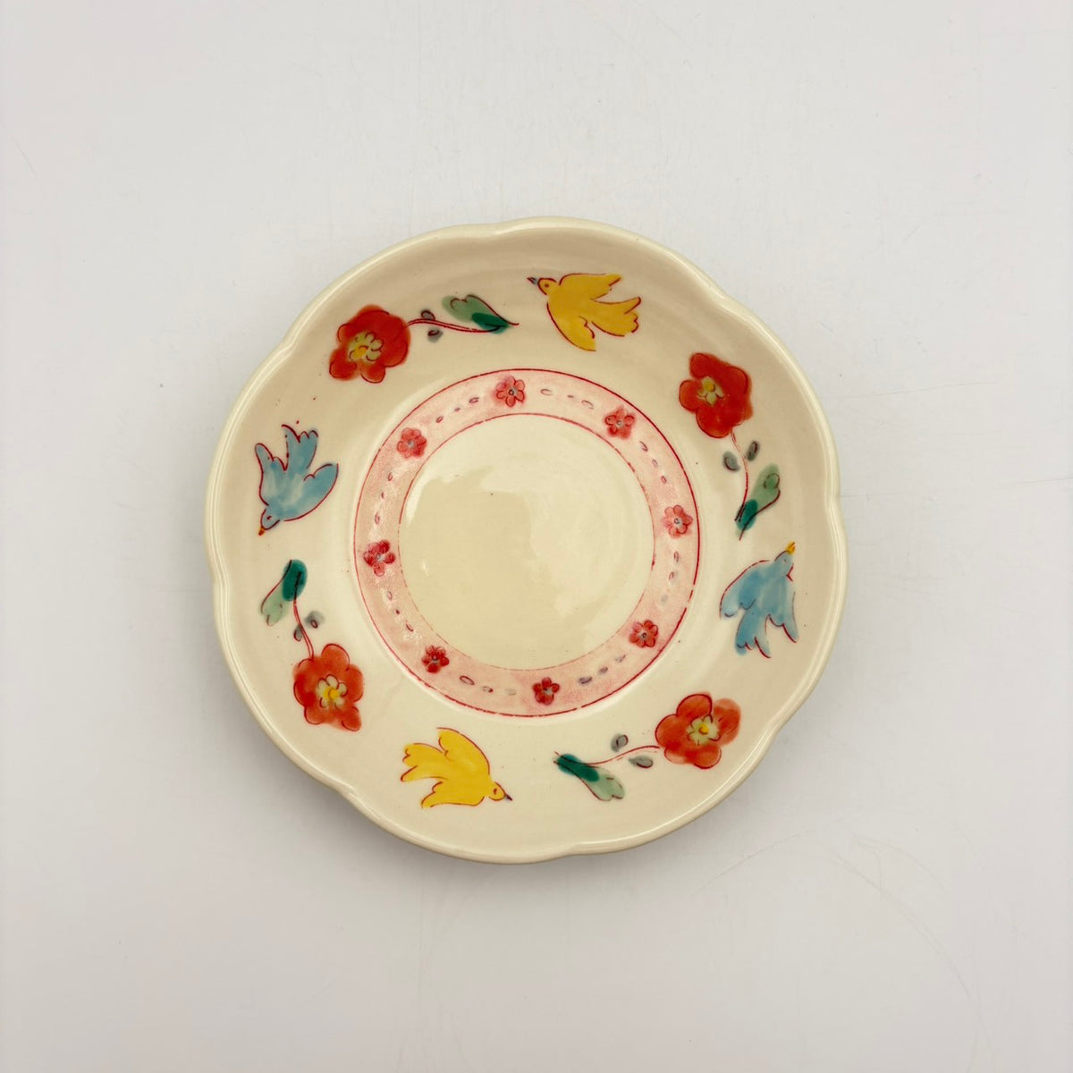 輪花絵皿 4.5寸 鳥更砂｜作家 増山 文 – nokaze｜陶器、和食器、うつわ