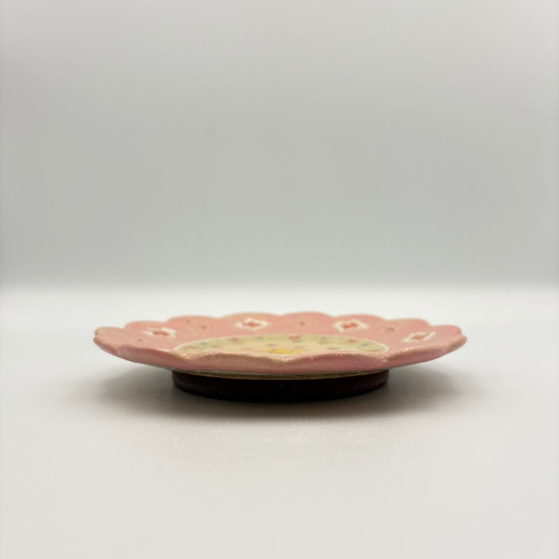 輪花絵皿 5寸 桃花｜作家 増山 文 – nokaze｜陶器、和食器、うつわの通販