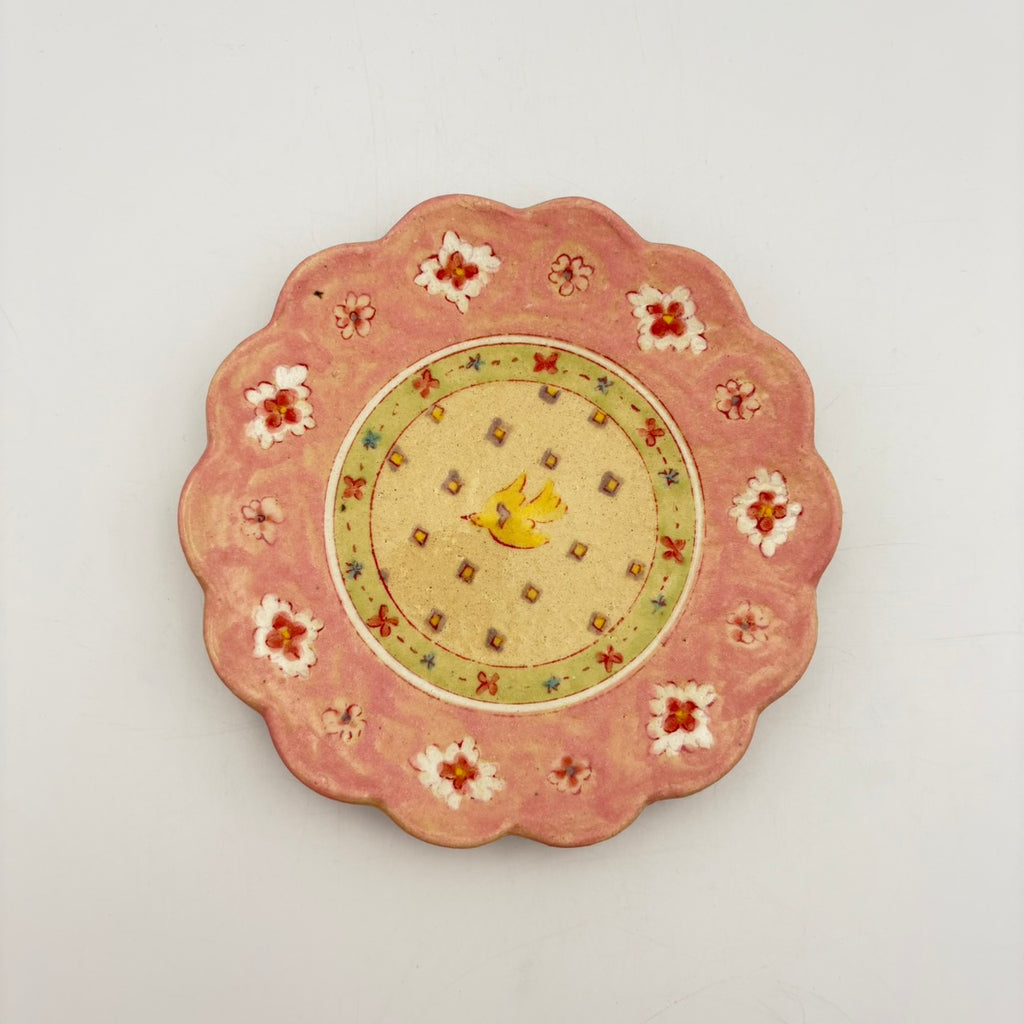 輪花絵皿 5寸 桃花｜作家 増山 文 – nokaze｜陶器、和食器、うつわの通販