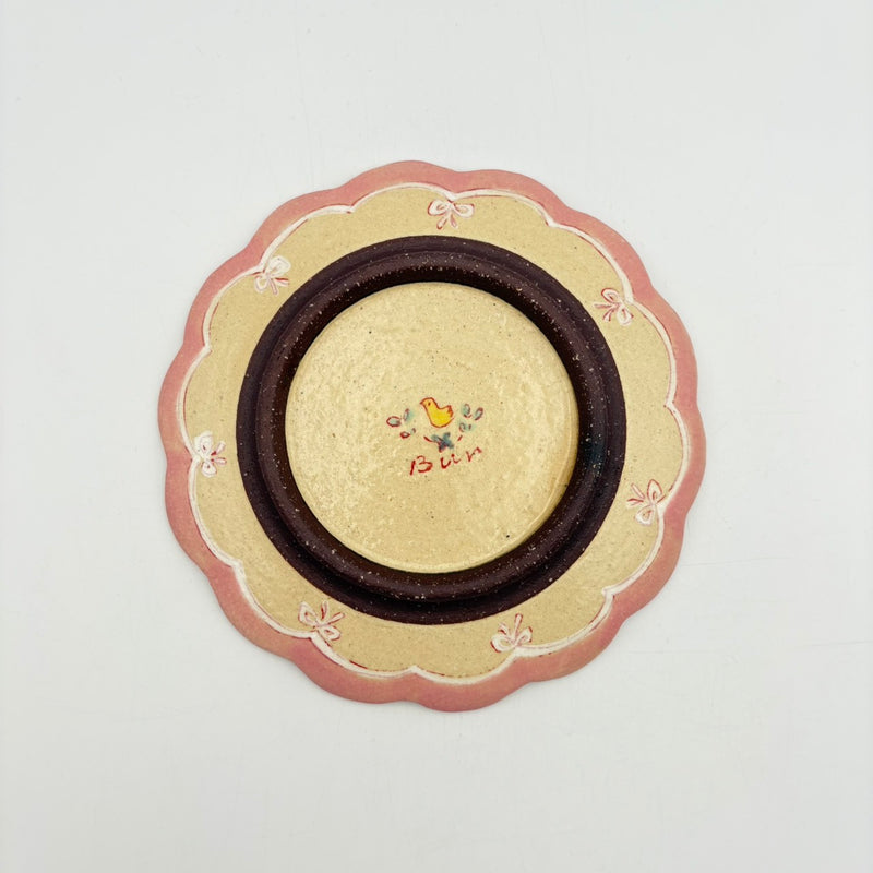 増山文　皿 輪花絵皿 5寸 桃花｜作家 増山 文 – nokaze｜陶器、和食器、うつわの通販