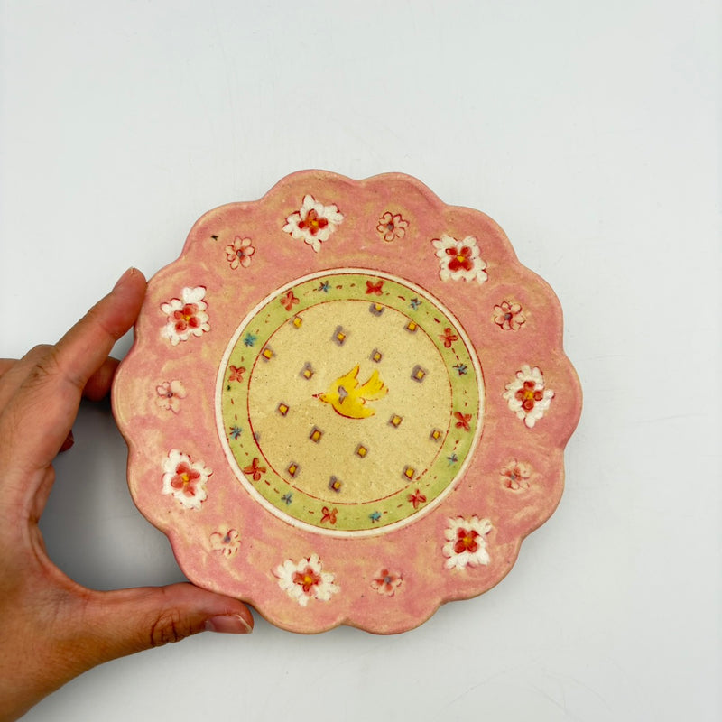 輪花絵皿 5寸 桃花｜作家 増山 文 – nokaze｜陶器、和食器、うつわの通販