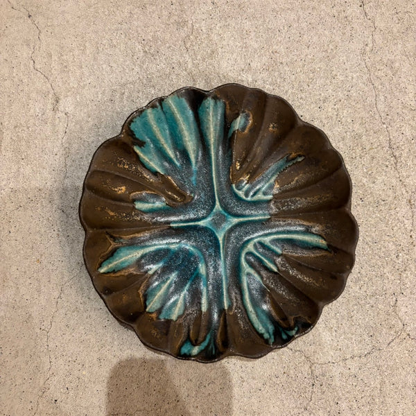 輪花皿　M　青黒【FJ26b】