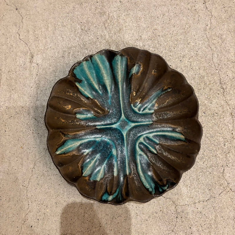 輪花皿　M　青黒【FJ26b】