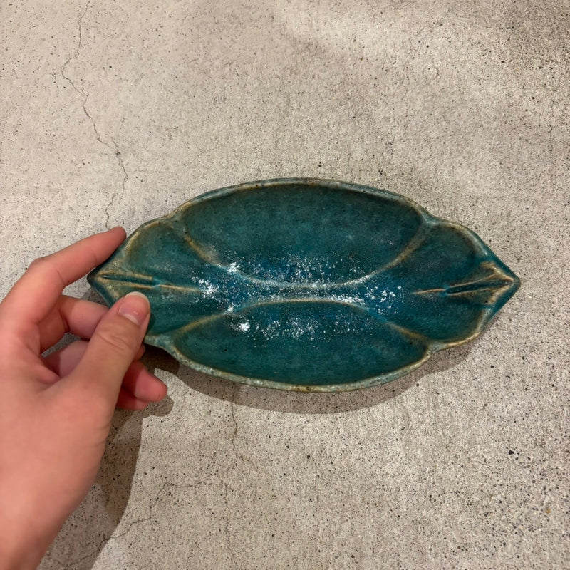 蓮楕円鉢（青、青黒）【FJ28】