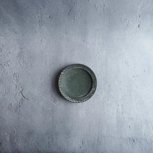 しのぎ ナローリム平皿 10cm 緑 - Image #1