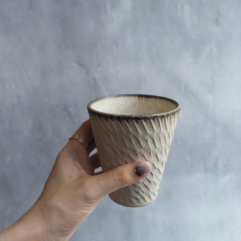 しのぎ スリムフリーカップ 白 - nokaze｜陶器、和食器、うつわの通販