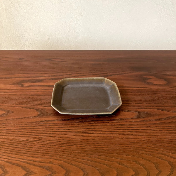 Furuya Pottery Octagonal Cake Plate, Rust Glazed