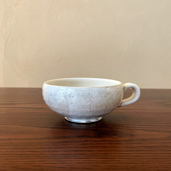 Furuya Pottery, Round Soup Cup with Handle, Vertical Iron Wire