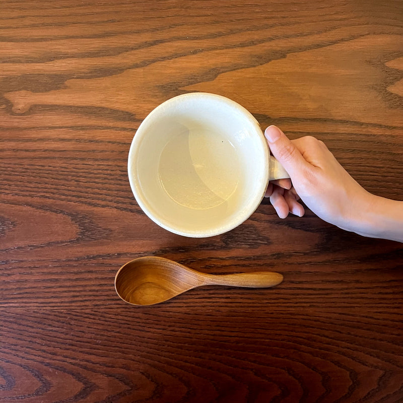 Furuya Pottery, Handled Soup Cup, Rough Rim, Horizontal Carving