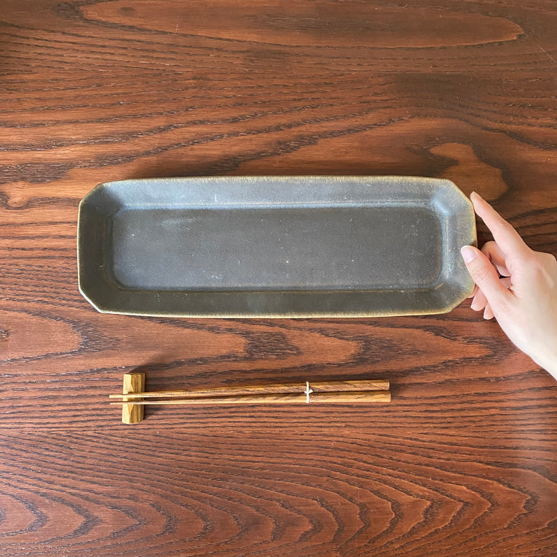 Furuya Pottery Octagonal Plate, Rust Glazed