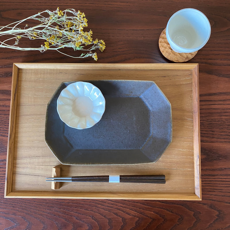 Furuya Seitosho Octagonal Plate Small Rust Glaze